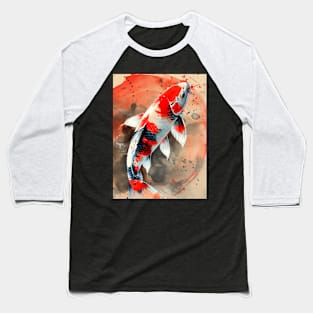 Koi Pond: Showa Sanshoku Koi captivating in their endless variety  on a Dark Background Baseball T-Shirt